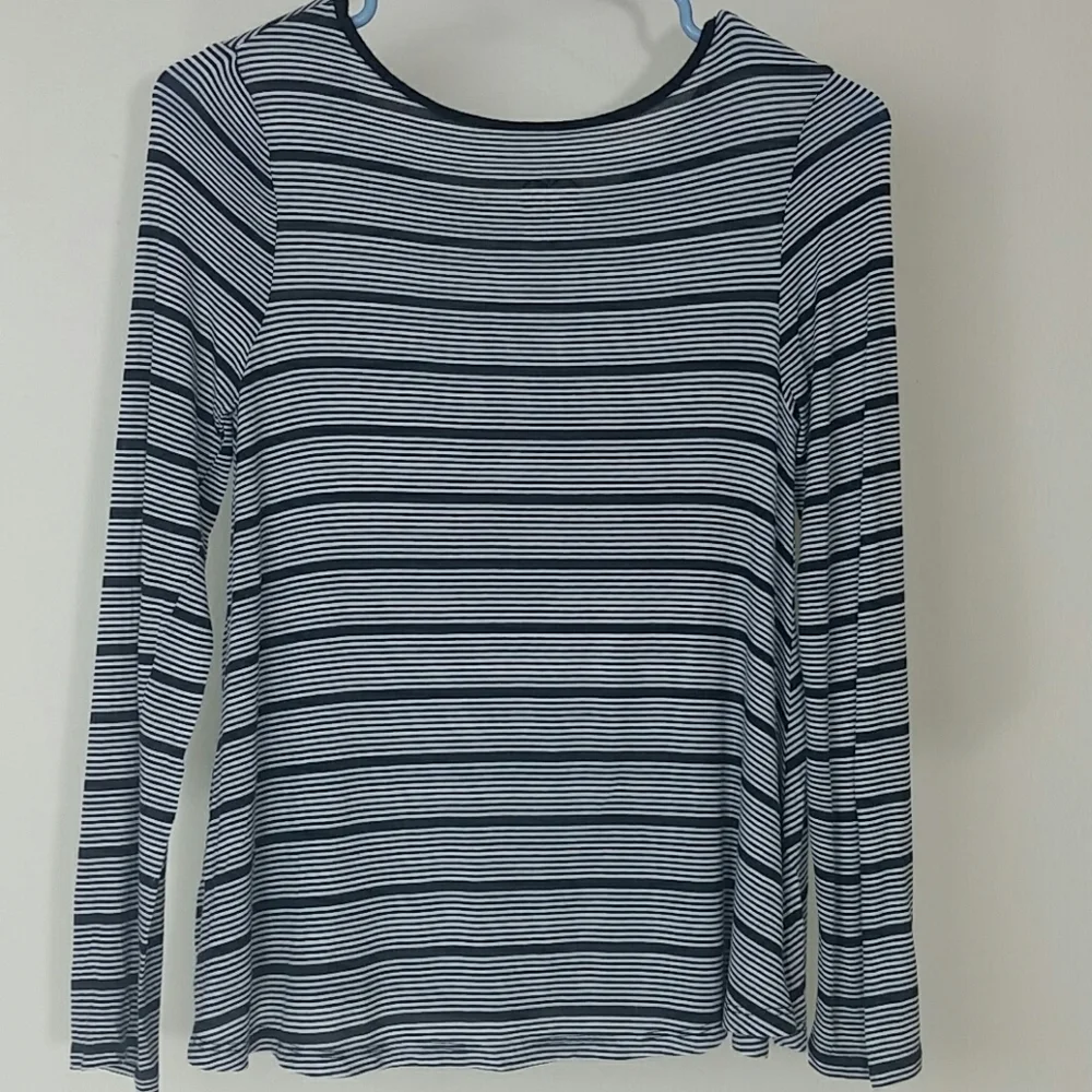 Justice t-shirt top blue white stripe long sleeve